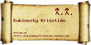 Kubinszky Krisztián névjegykártya