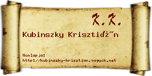 Kubinszky Krisztián névjegykártya